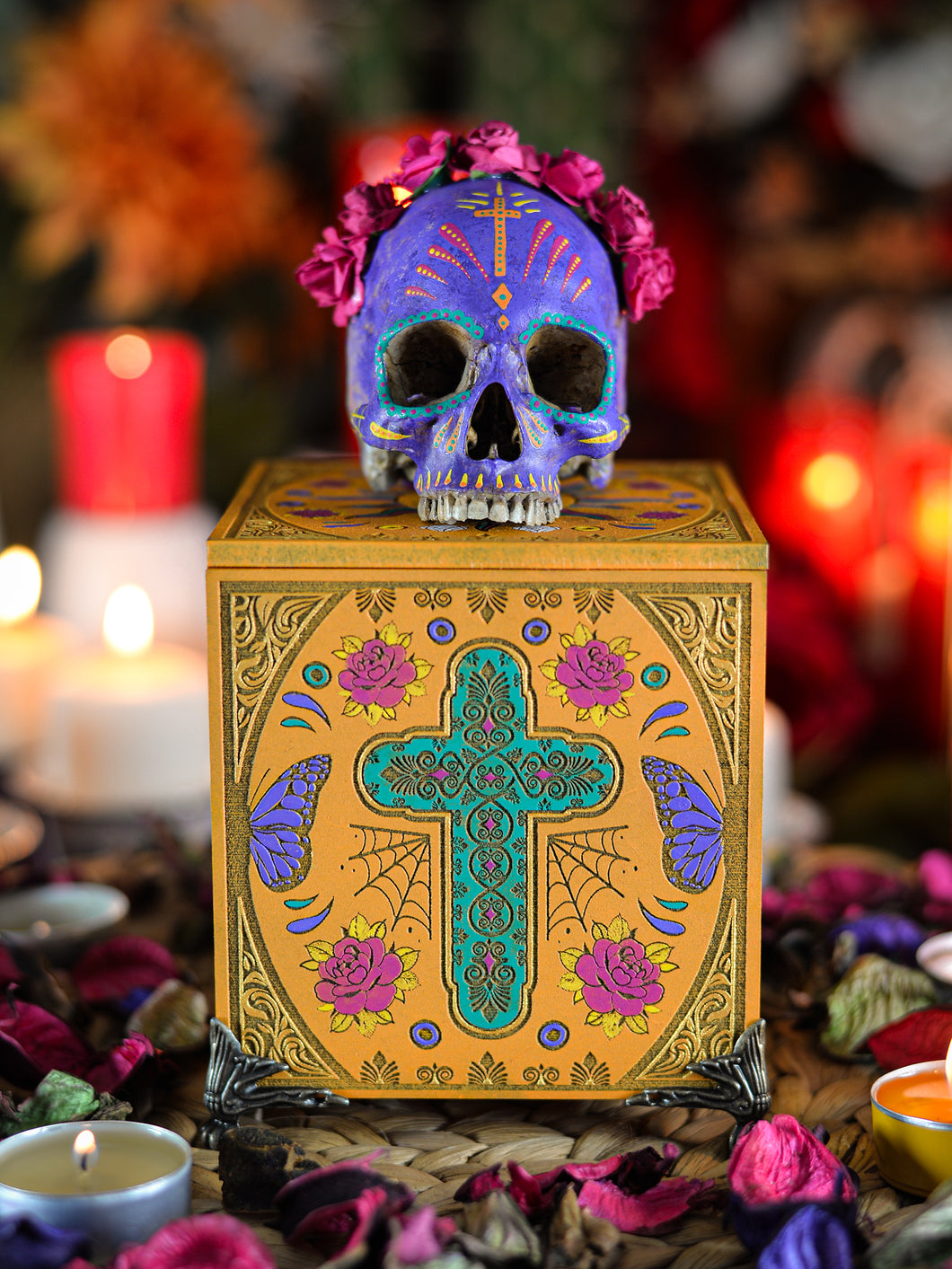 Caja Calavera Mexicana Catrina Naranja